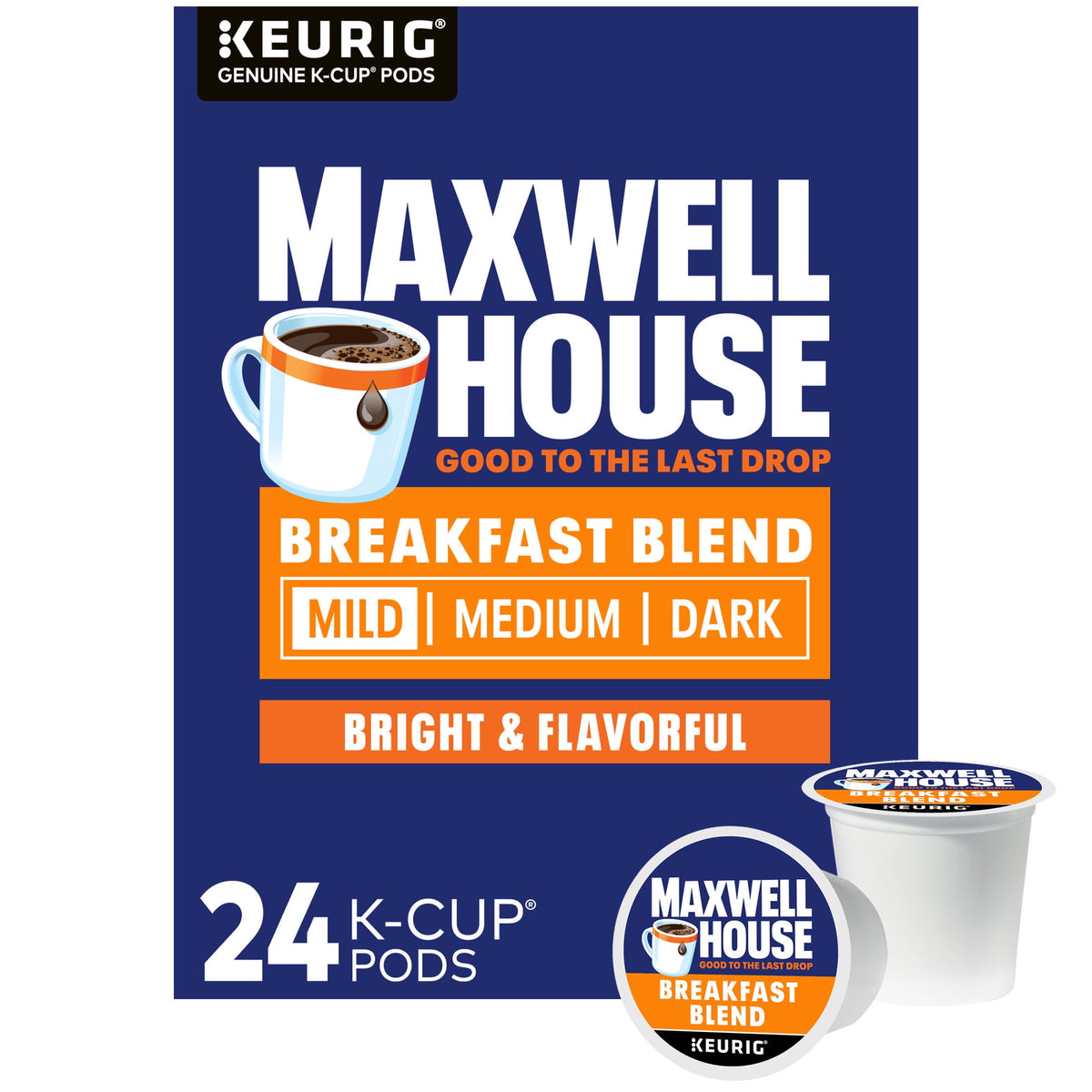 Maxwell House Breakfast Blend Mild Roast K-Cup® Coffee Pods, 24 Count Box