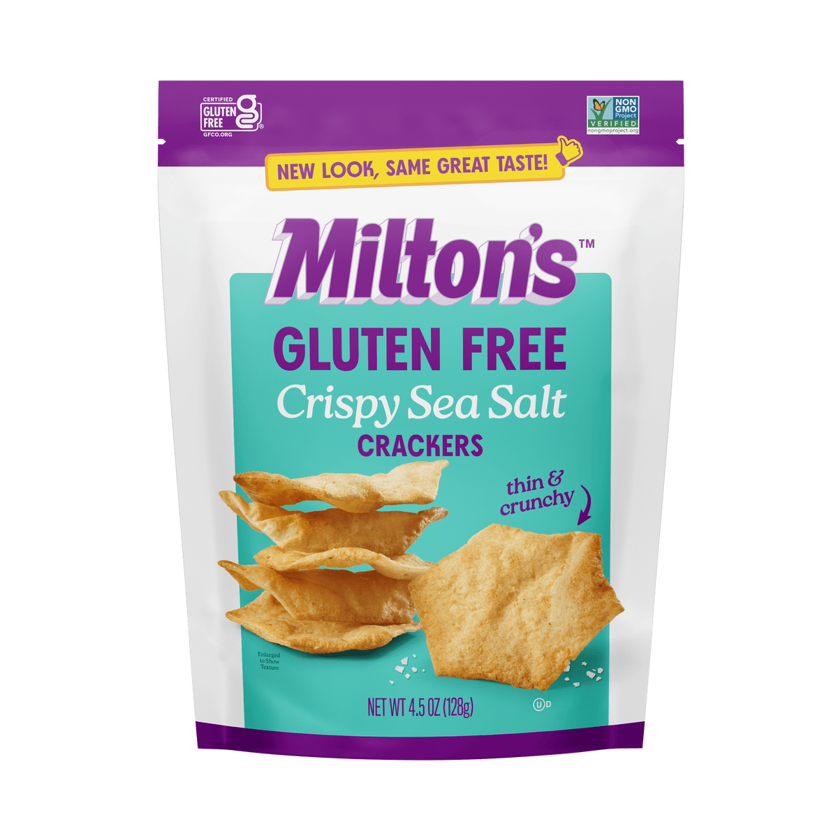 Milton's Gluten Free Crackers - Crispy Sea Salt, 4.5oz, Plastic Bag