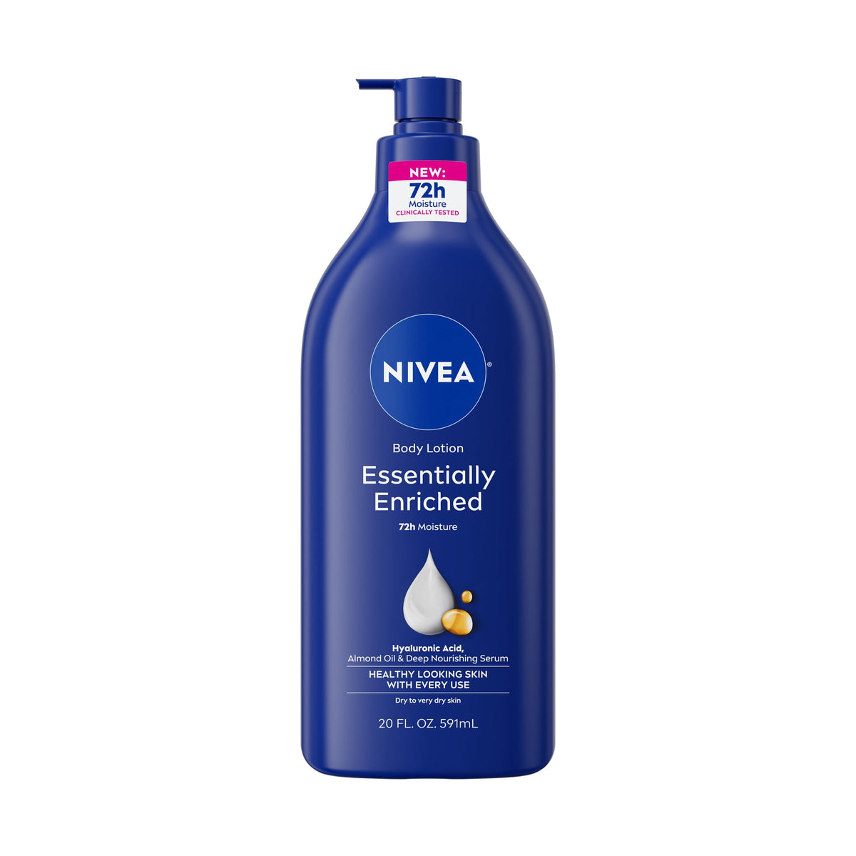 NIVEA Essentially Enriched Body Lotion for Dry Skin with Hyaluronic Acid and Almond Oil, 20 fl oz