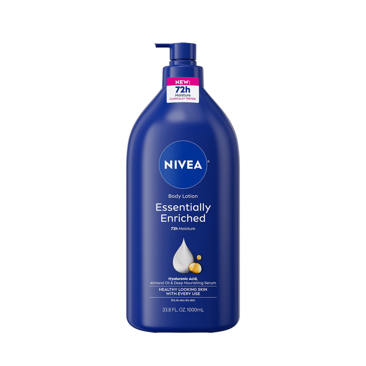 NIVEA Essentially Enriched Body Lotion for Dry Skin with Hyaluronic Acid and Almond Oil, Value Size 33.8 fl oz
