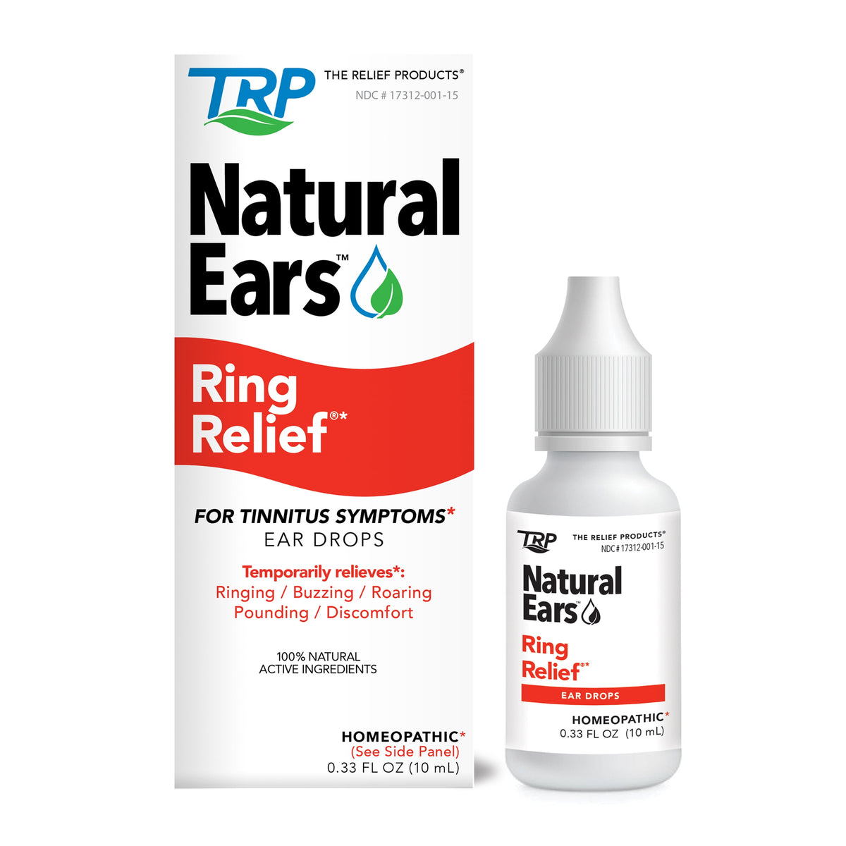 Natural Ears Ring Relief Ear Drops, for Ear Ringing, Buzzing, Discomfort, 0.33 fl oz