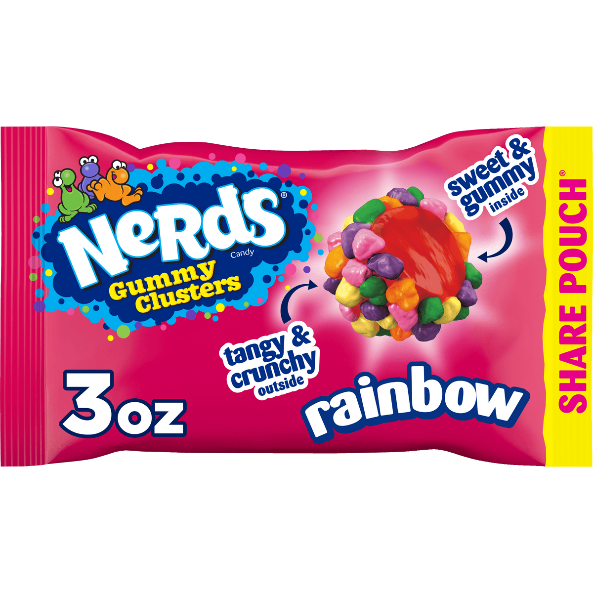 NERDS Gummy Clusters, Candy, Rainbow, Crunchy and Gummy, 3 oz