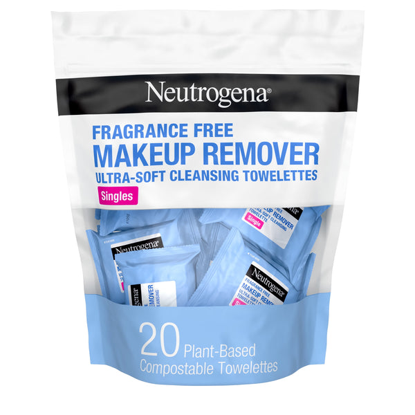 Neutrogena Makeup Remover Face Wipes, Single Facial Cleansing Wipes, 20 Count