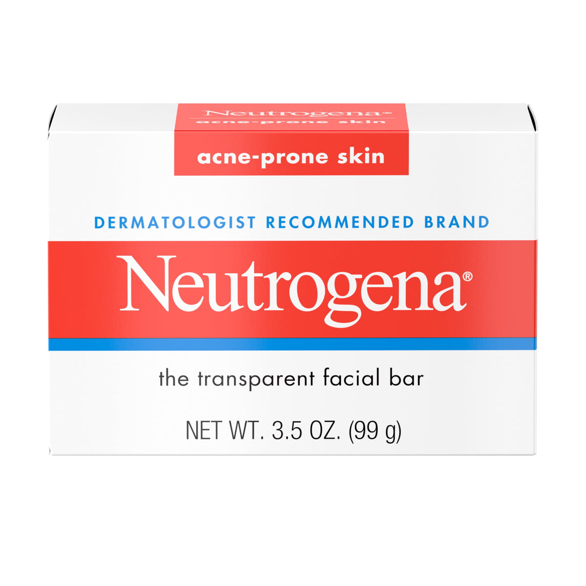Neutrogena Acne Face Wash Bar, Acne Treatment for Acne-Prone Skin, Facial Cleanser, 3.5 oz