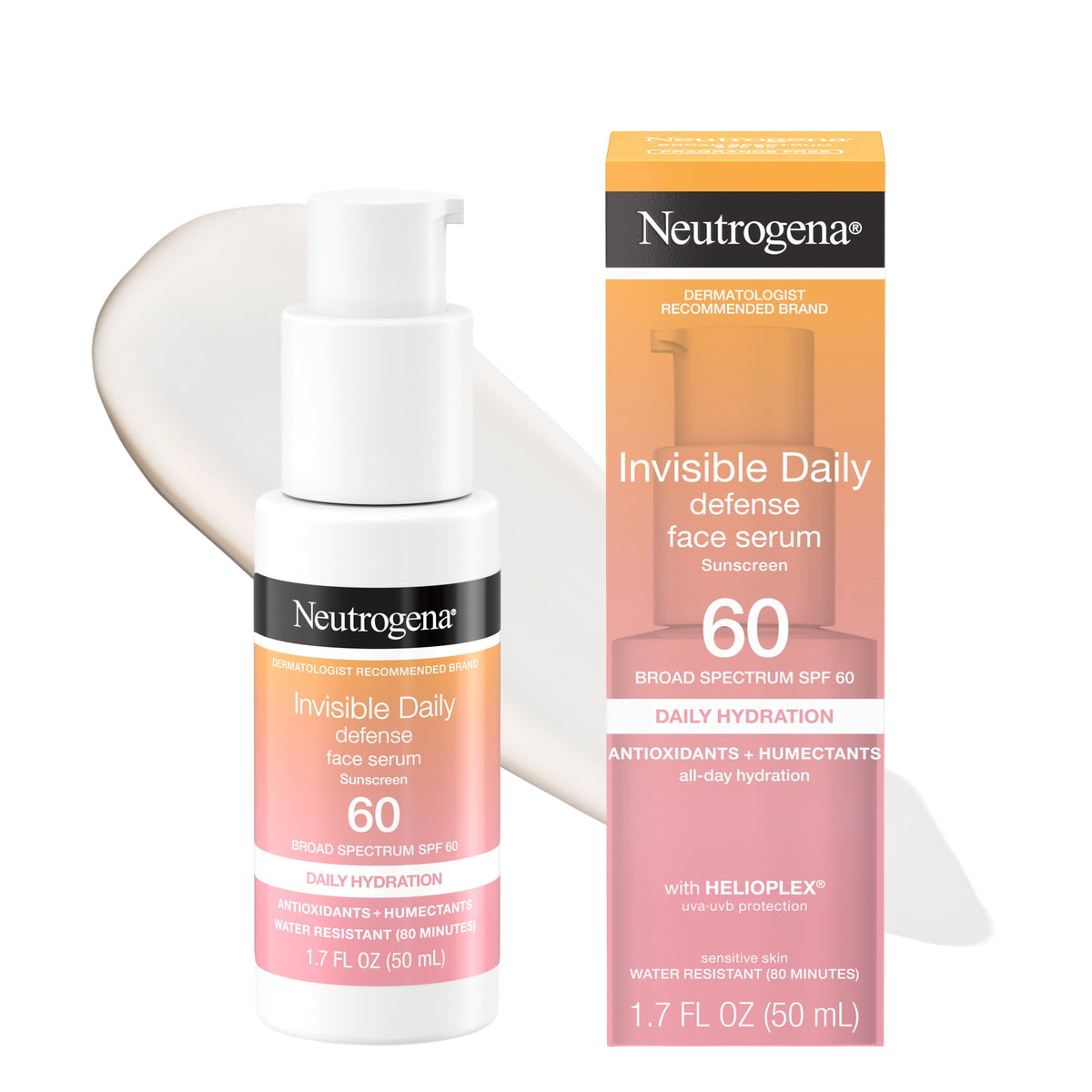Neutrogena Invisible Daily Defense Face Serum Sunscreen with SPF 60+, 1.7 Fl oz