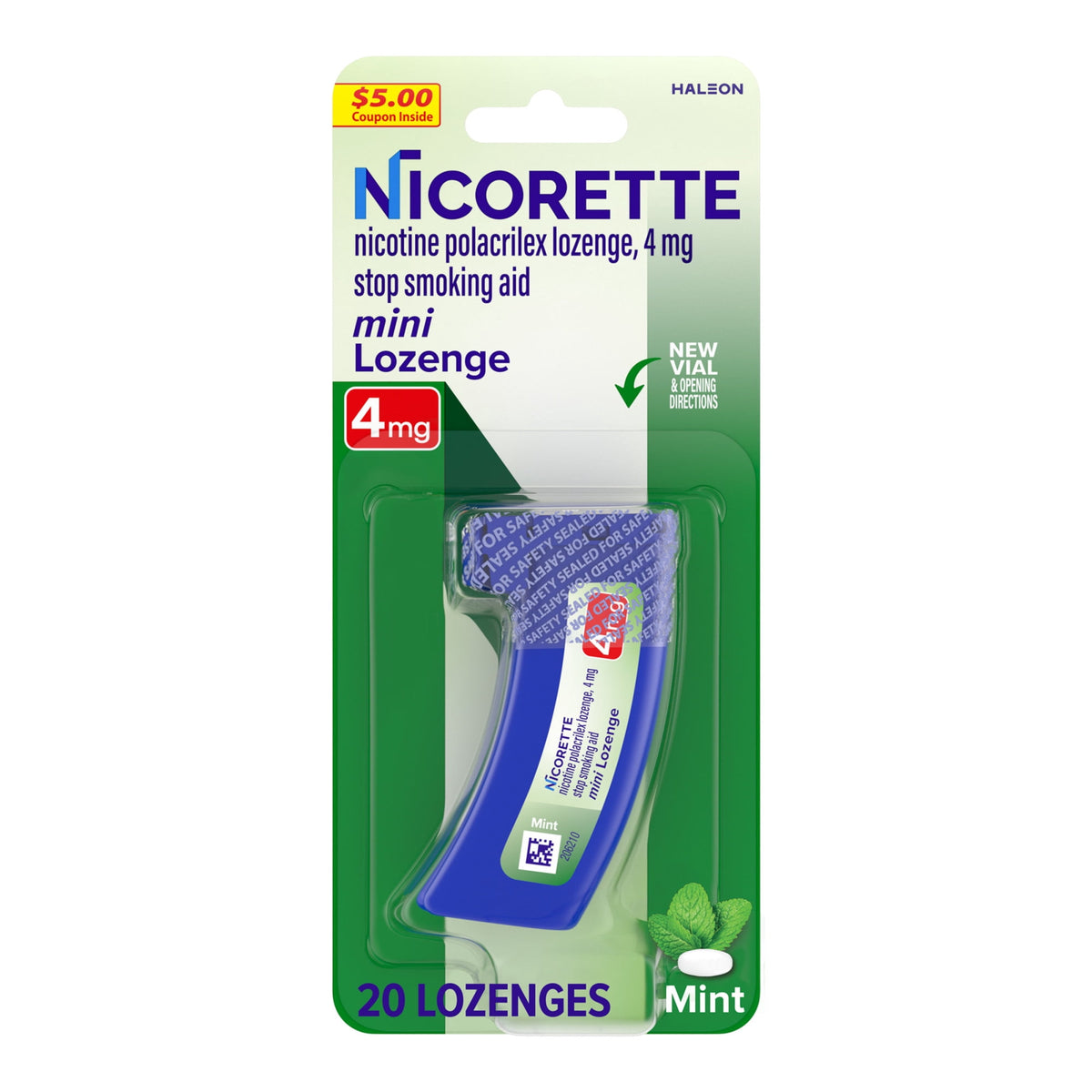 Nicorette Mini Nicotine Lozenges to Stop Smoking, Mint Flavor, 4 mg - 20 Count