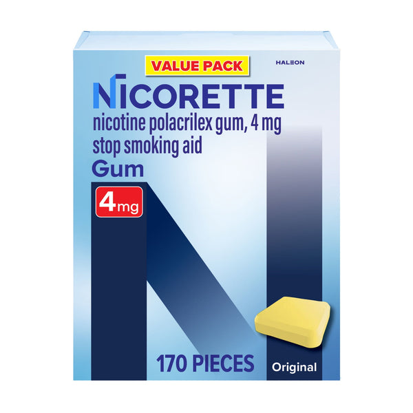Nicorette Nicotine Gum, Stop Smoking Aids, 4 mg, Original, 170 Count