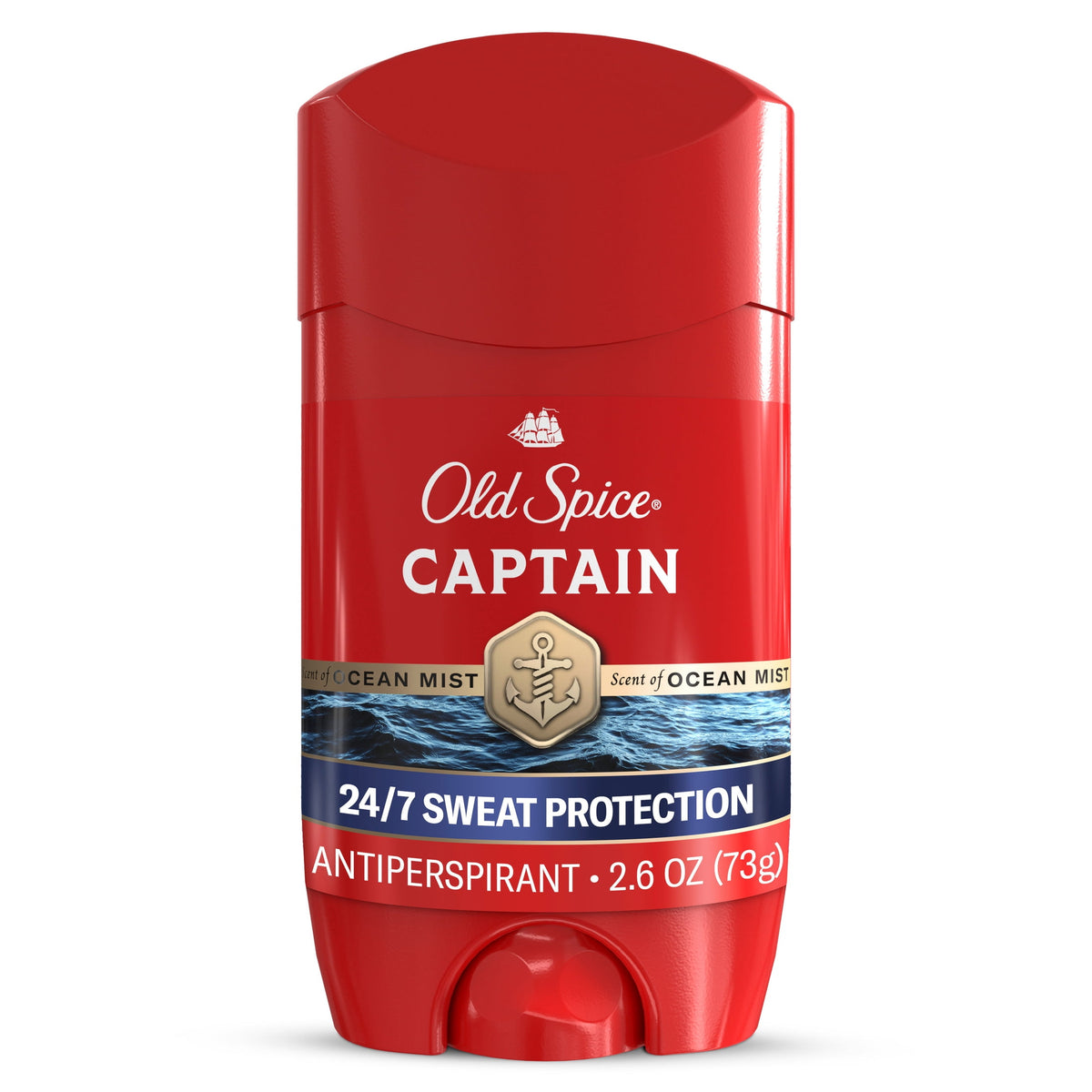 Old Spice Deodorant for Men, Antiperspirant, Captain, 24/7 Sweat & Odor Protection, 2.6 oz