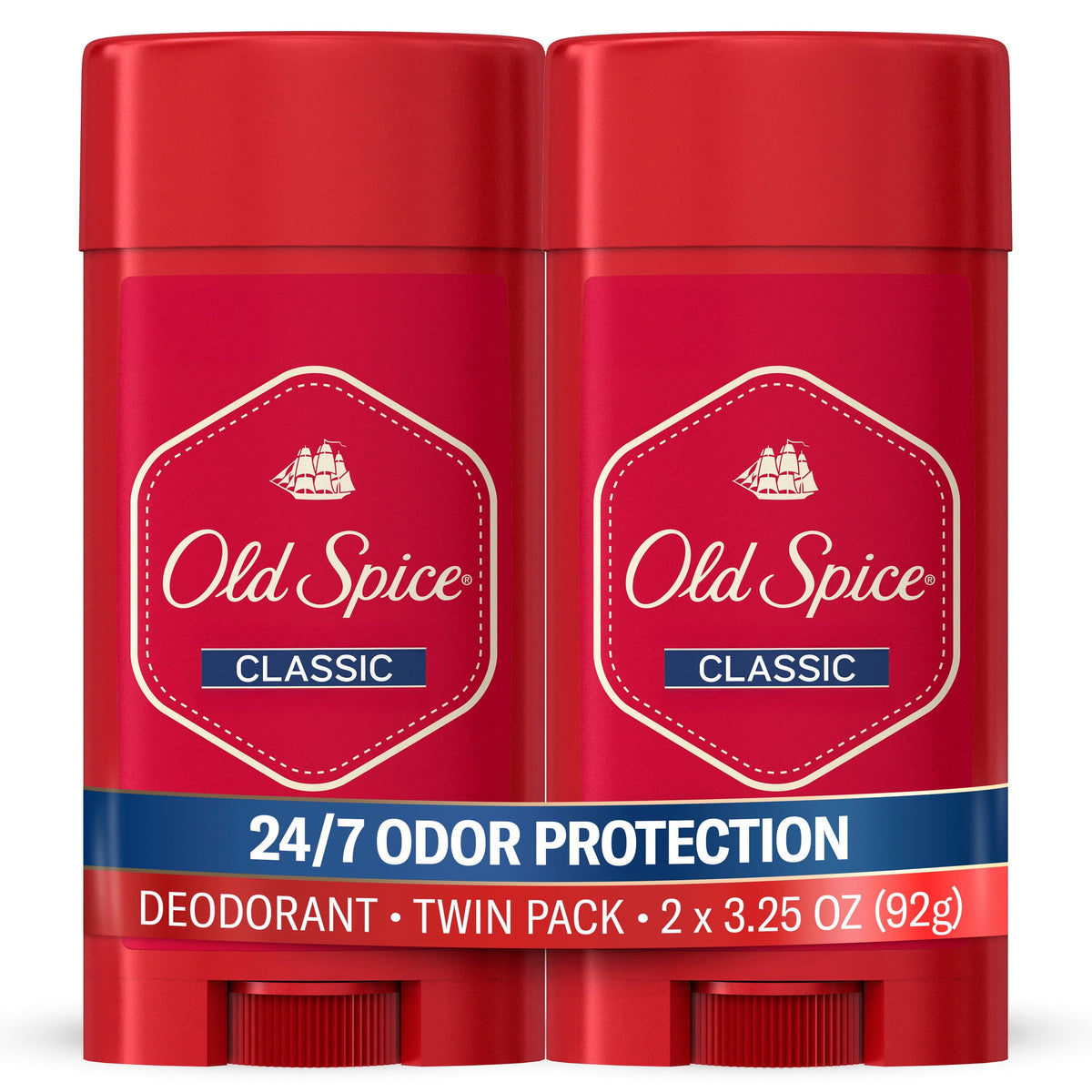 Old Spice Deodorant for Men, Aluminum Free, Classic Original, 24/7 Odor Protection, 3.25 oz, 2-Pack