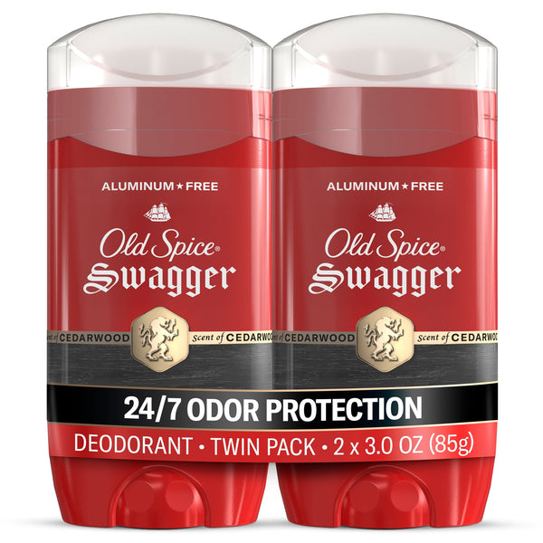 Old Spice Deodorant for Men, Aluminum Free, Swagger, 24/7 Odor Protection, 3.0 oz, 2-Pack
