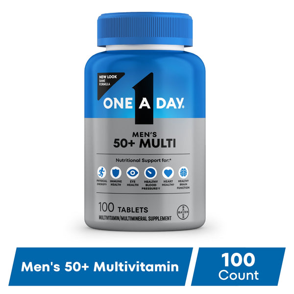 One A Day Men's 50+ Multivitamin Tablets, Multivitamins for Men, for Immune Health Support 100 Count