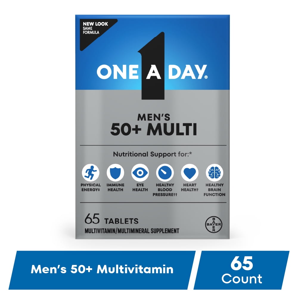 One A Day Men's 50+ Multivitamin Tablets, Multivitamins for Men, 65 Ct
