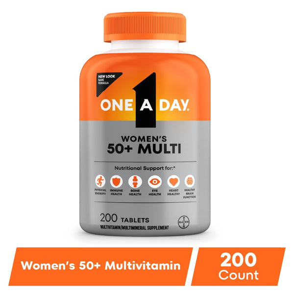 One A Day Multivitamin for Women 50 and Over, Women’s Vitamins for Bone Health, 200 Count