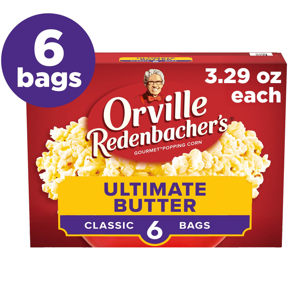 Orville Redenbacher’s Microwave Popcorn, Ultimate Butter Flavor, 3.29 oz., 6-Count