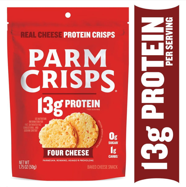 ParmCrisps Protein Four Cheese Oven-Baked Cheese Crisps Snack Crackers, 1.75 oz