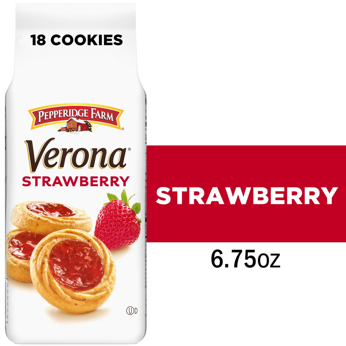 Pepperidge Farm Verona Strawberry Thumbprint Cookies, 6.75 oz Bag (18 Cookies)