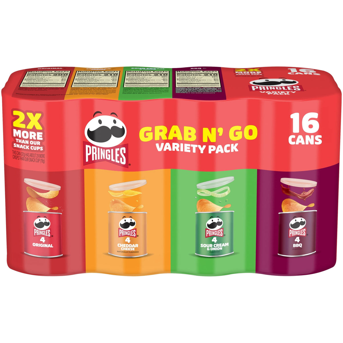 Pringles Potato Crisps Chips, Lunch Snacks, Variety Pack, 22oz Pack (16 Cans)
