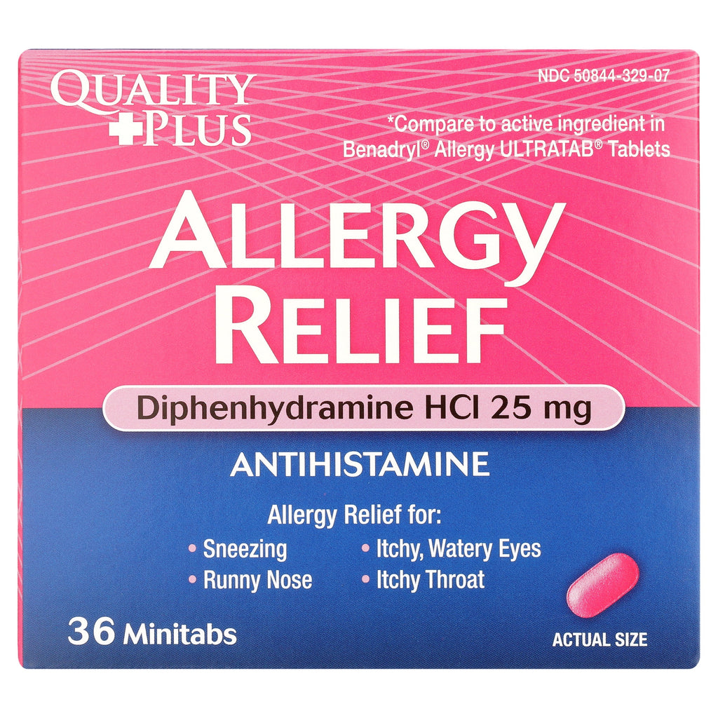 Quality Plus Diphenhydramine HCl Allergy Relief Minitabs, 25 mg, 36 Count