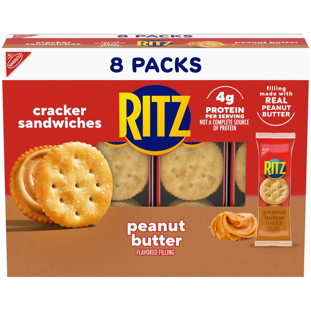 RITZ Peanut Butter Sandwich Crackers, Lunch Snacks, 1.38 oz Snack Pack