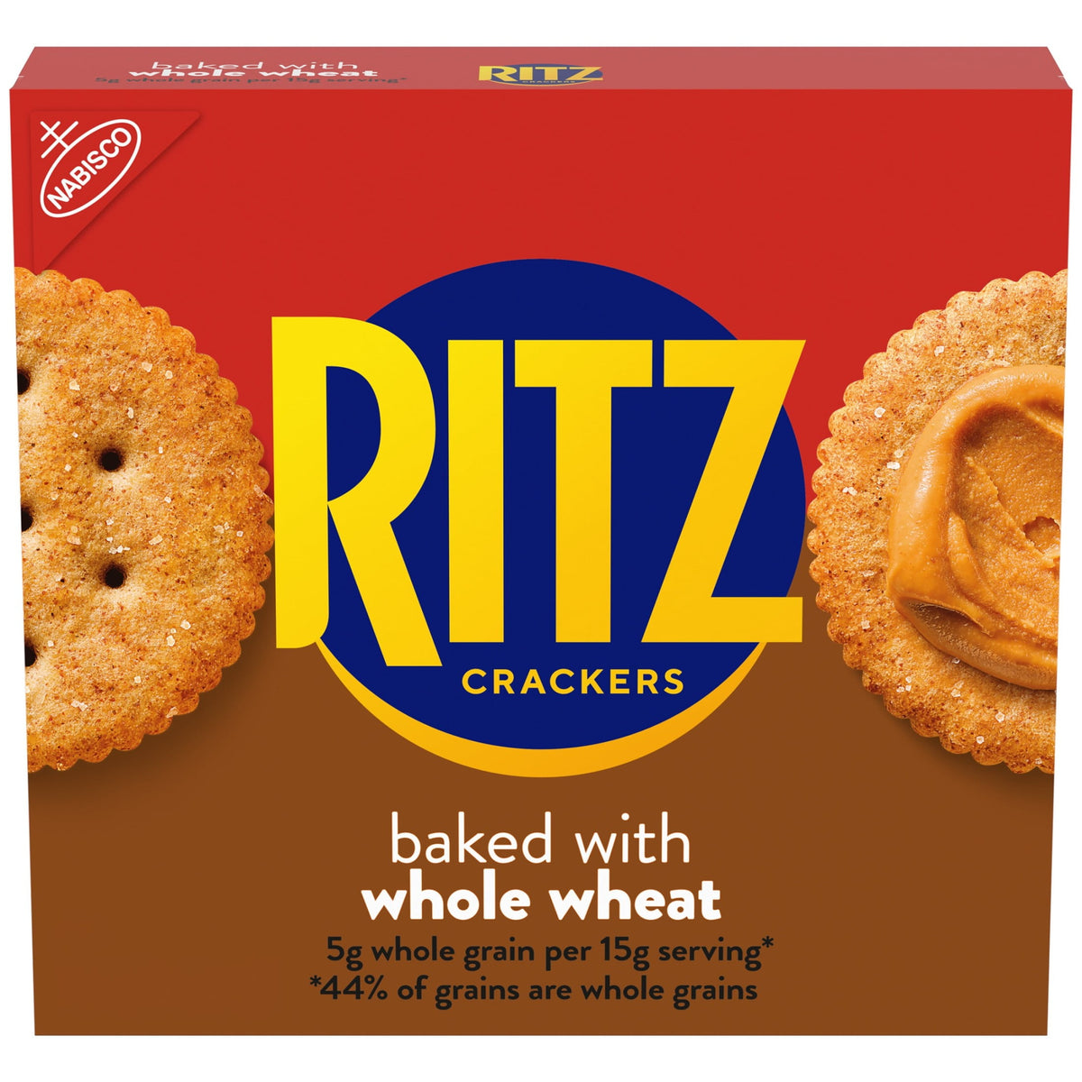 RITZ Whole Wheat Crackers, Snacks for Kids and Adults, Lunch Snacks, 12.9 oz