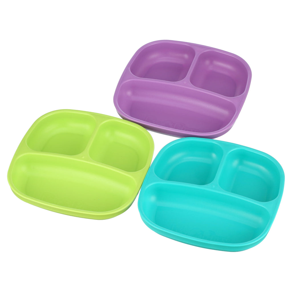 Re-Play Divided Plate 3 pack for Kids - Assorted Colors
