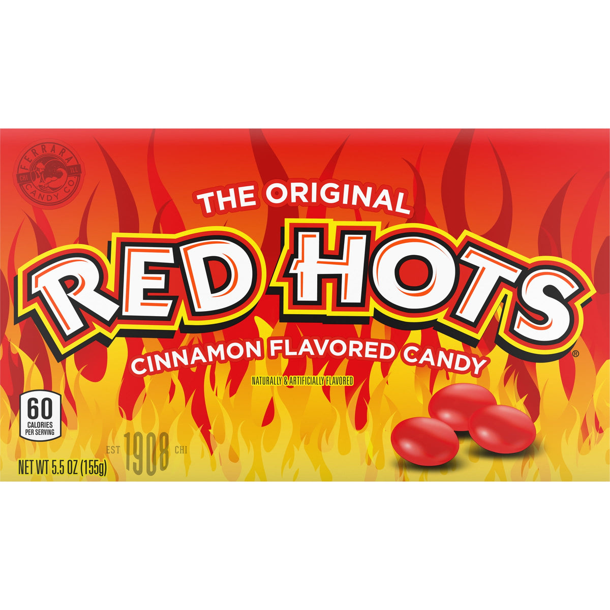 Red Hots Original Cinnamon Flavored Candy, Theater Box, 5.5 oz