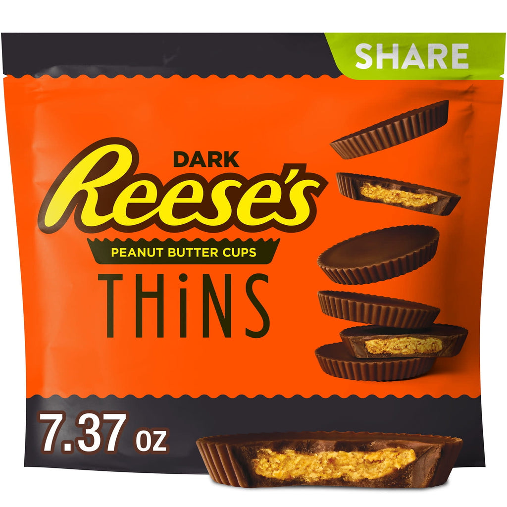 Reese's Thins Dark Chocolate Peanut Butter Cups Candy, Share Pack 7.37 oz