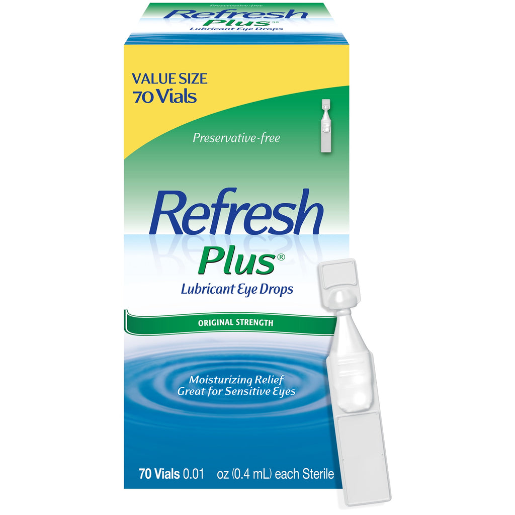 Refresh Plus Lubricant Eye Drops Preservative-Free Artificial Tears, 0.4 ml, 70 Count