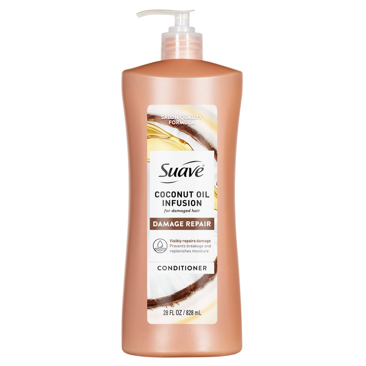 Suave Coconut Oil Infusion Conditioner for Damaged Hair, Over-Processed, Color-Treated Hair, Restores Softness and Shine, 28 fl oz