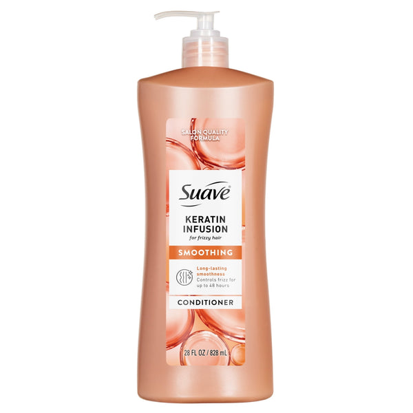 Suave Keratin Infusion Smoothing Conditioner For Frizzy Hair, 48HR Frizz Control, 28 fl oz