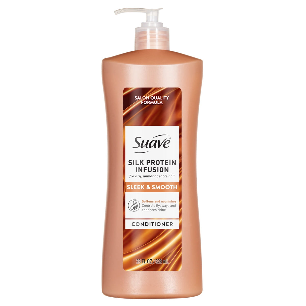 Suave Silk Protein Infusion Sleek and Smooth Conditioner for Dry Hair, 48 Hour Frizz Control, 28 fl oz