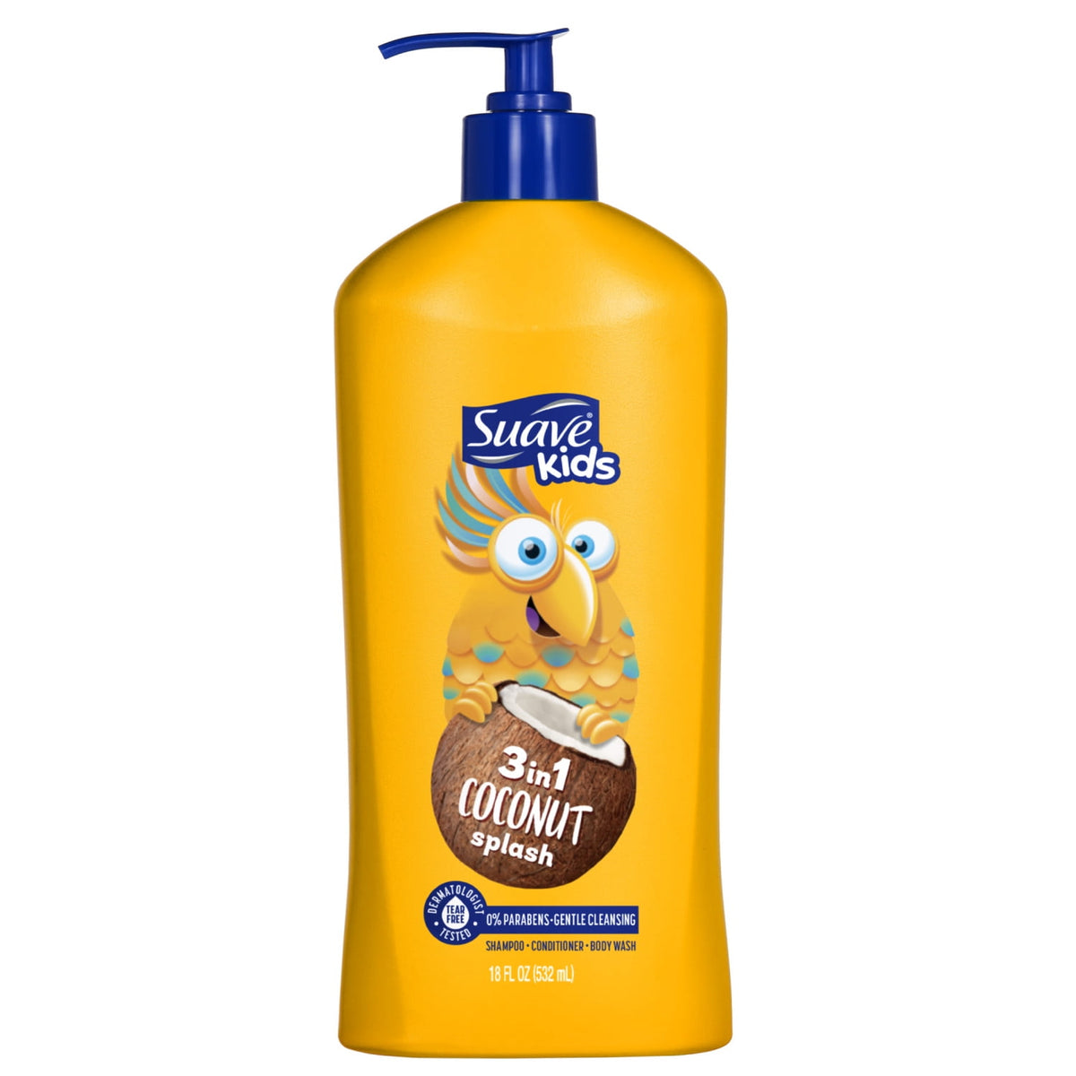 Suave Kids  3 in 1 Coconut Splash Shampoo, Conditioner & Body Wash, 18 FL OZ Pump