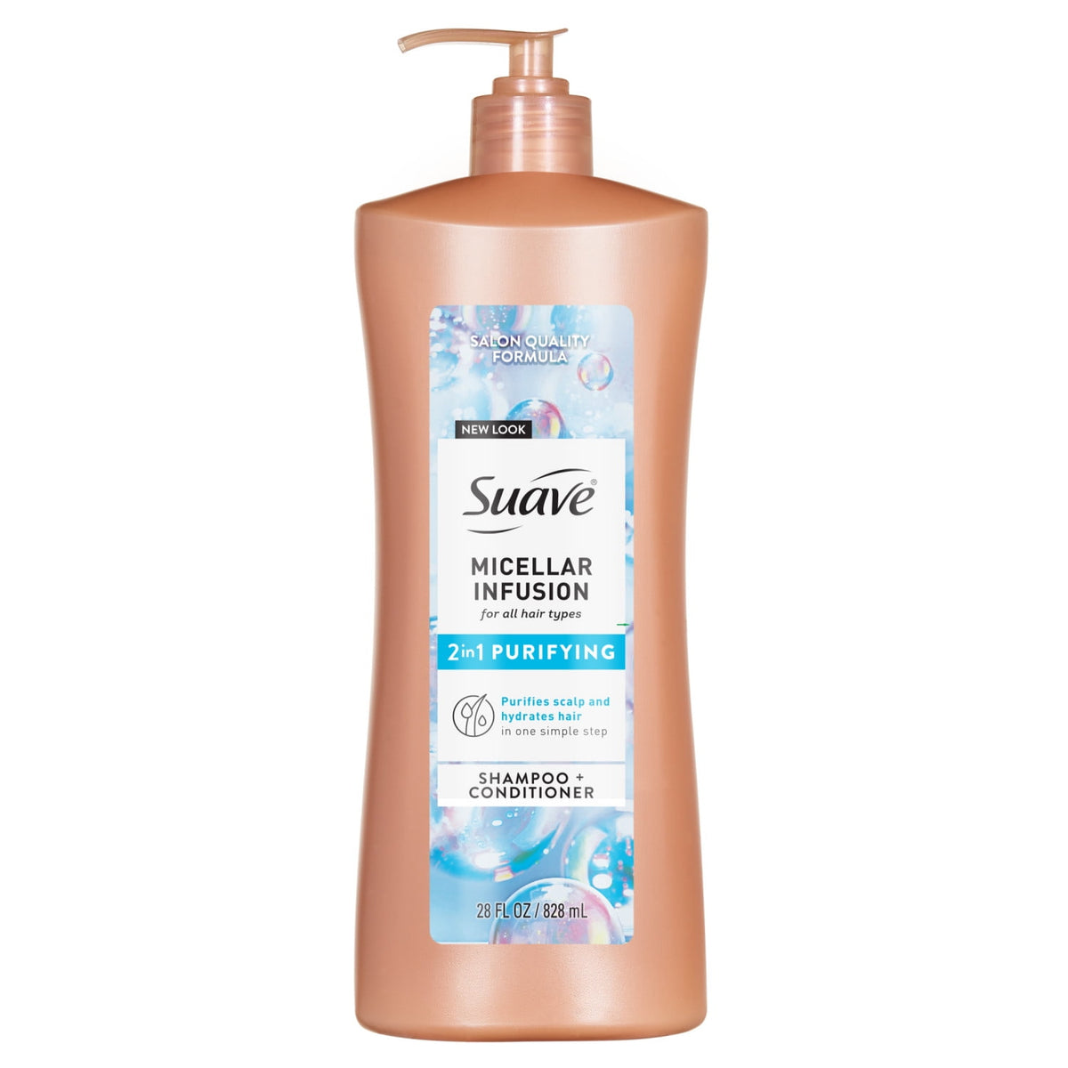 Suave Micellar Infusion 2-in-1 Purifying Shampoo and Conditioner, Soft Refreshed Hair, 28 fl oz