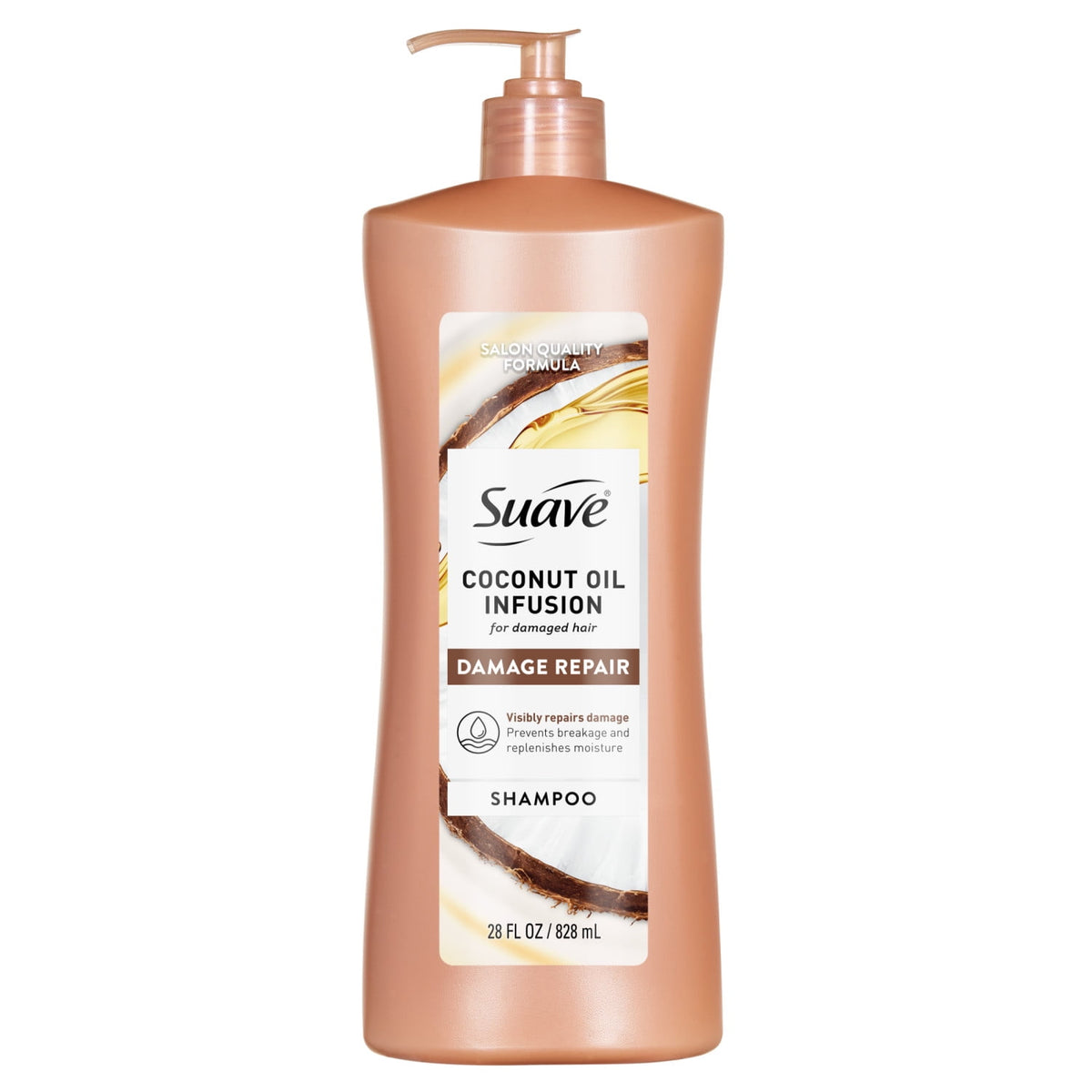 Suave Coconut Oil Infusion Coconut Oil Shampoo for Damaged and Dry Brittle Color-Treated Hair, Salon-Proven Repair, 28 fl oz