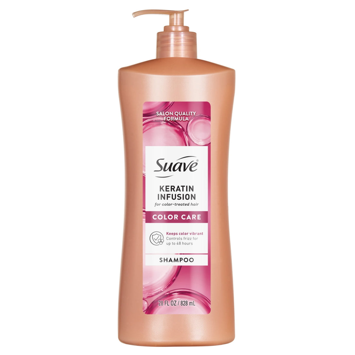 Suave Keratin Infusion Color Care Shampoo for Color Treated Hair, 48-hour Frizz Control, Smooths and Adds Shine, 28 fl oz