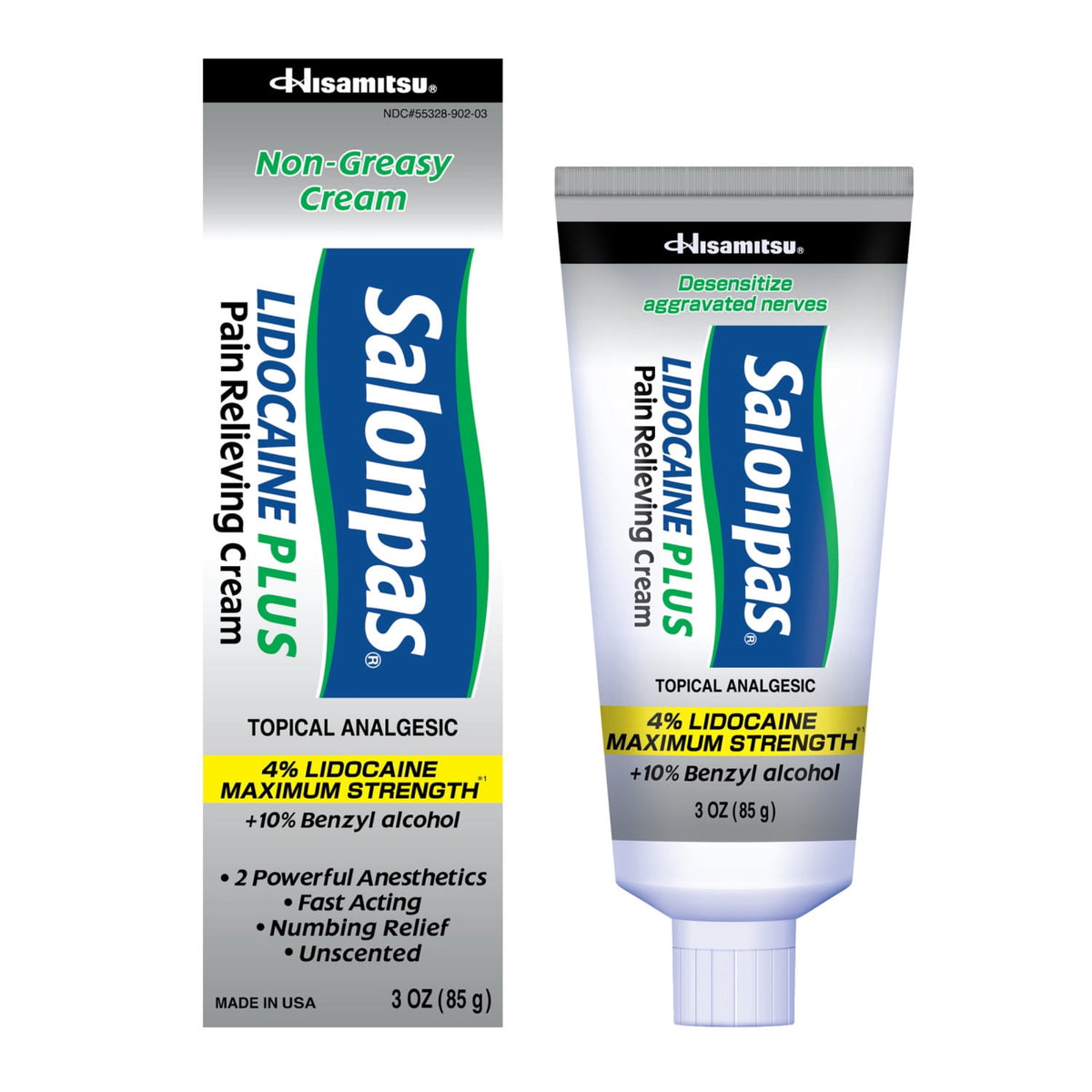 Salonpas Lidocaine Plus Pain Relieving Cream, 3 fluid oz
