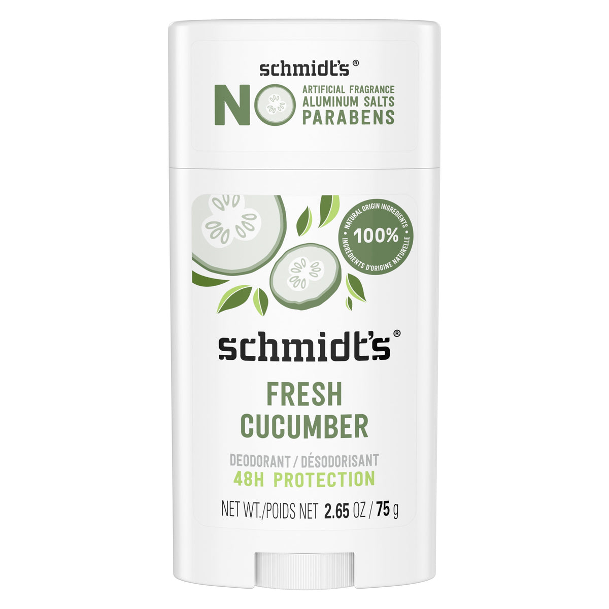 Schmidt's Aluminum Free Natural Deodorant Fresh Cucumber, 2.65 oz