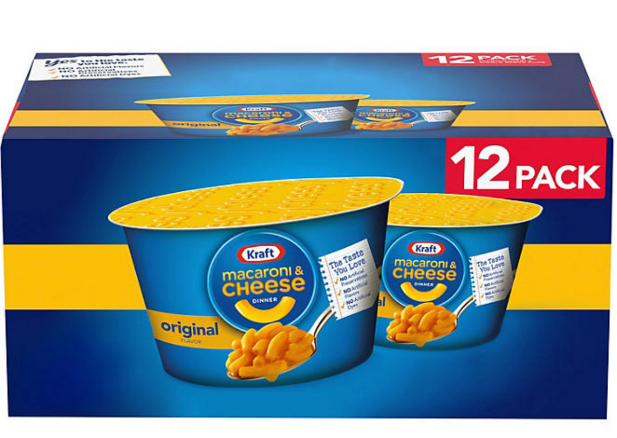 Kraft Macaroni & Cheese Microwavable Cups, 12 ea
