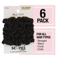 Scunci Mini Washable Scrunchie Hair Ties, Black, 6 Count