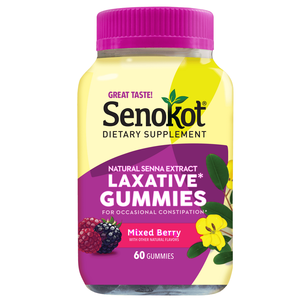 Senokot Dietary Supplement Laxative Gummies, Mixed Berry Flavor, 60 Count