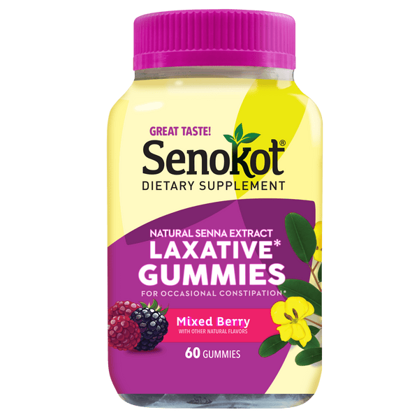 Senokot Dietary Supplement Laxative Gummies, Mixed Berry Flavor, 60 Count