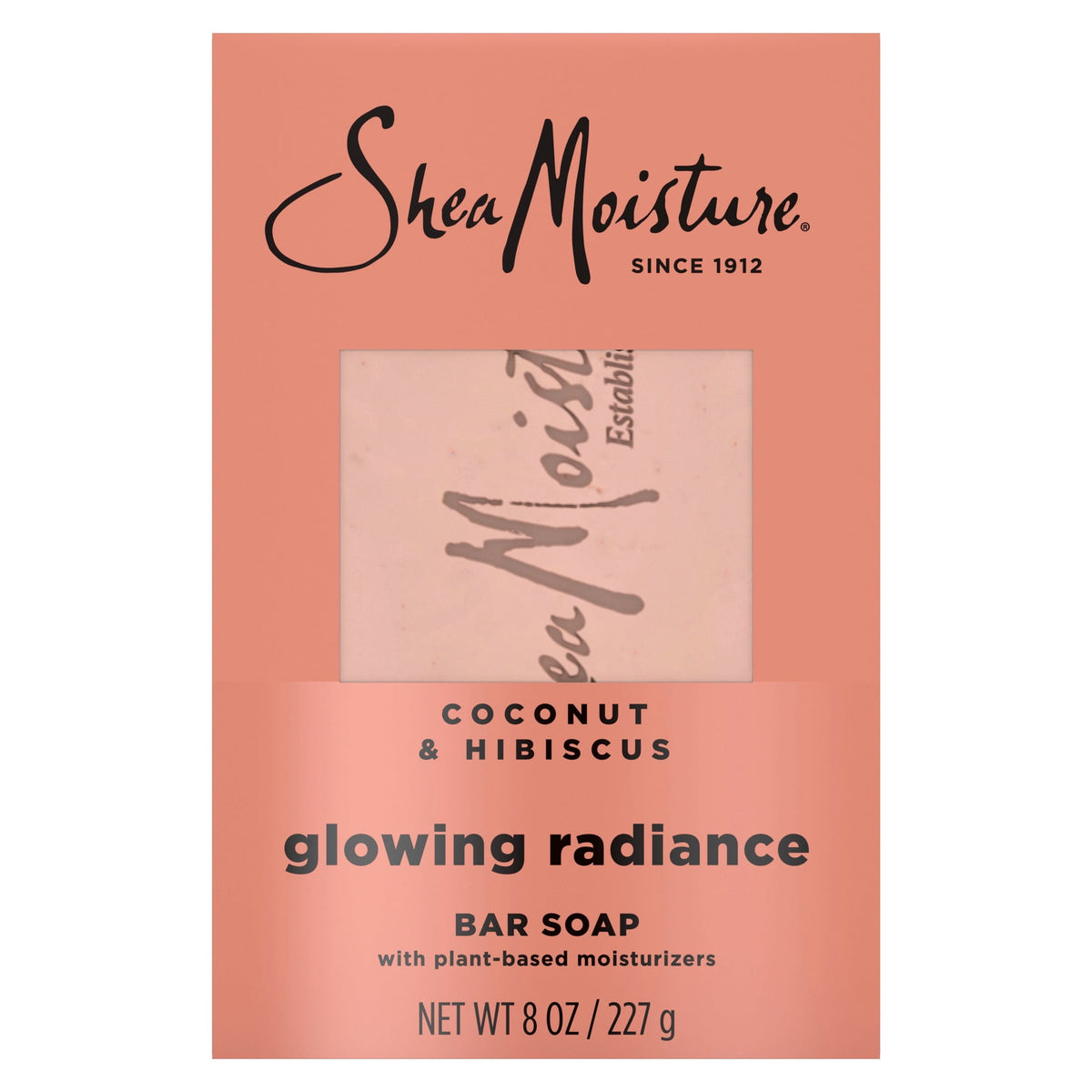 SheaMoisture Bar Soap Glowing Radiance Coconut And Hibiscus Glowing Radiance Bar Soap With 24h Shea Moisture Nutrients For Healthy, Glowing Skin ,8 oz