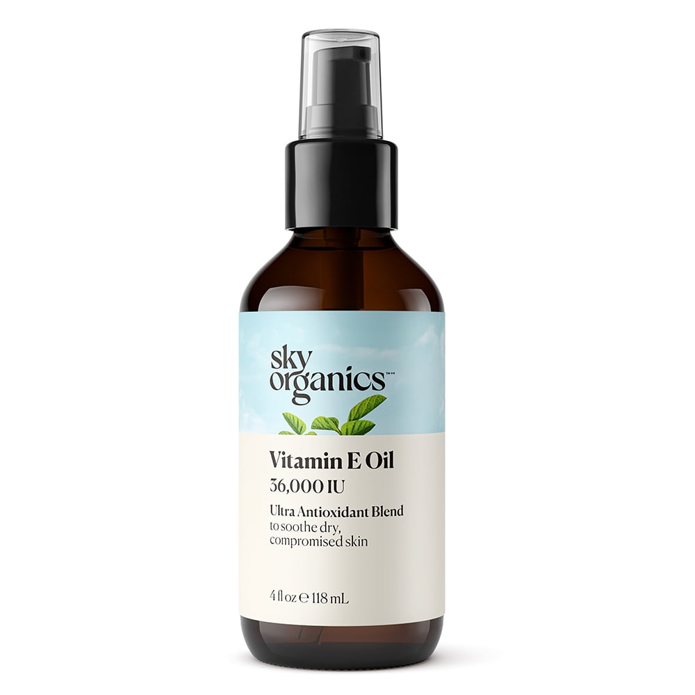 Sky Organics Vitamin E Oil for Soothing Dry, Compromised Skin, 4 fl oz