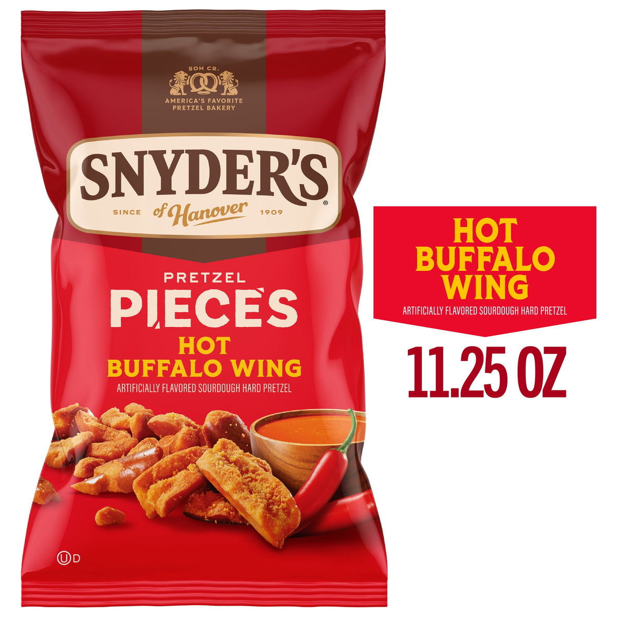 Snyder's of Hanover Hot Buffalo Wing Flavored Pretzel Pieces, 11.25 oz Bag