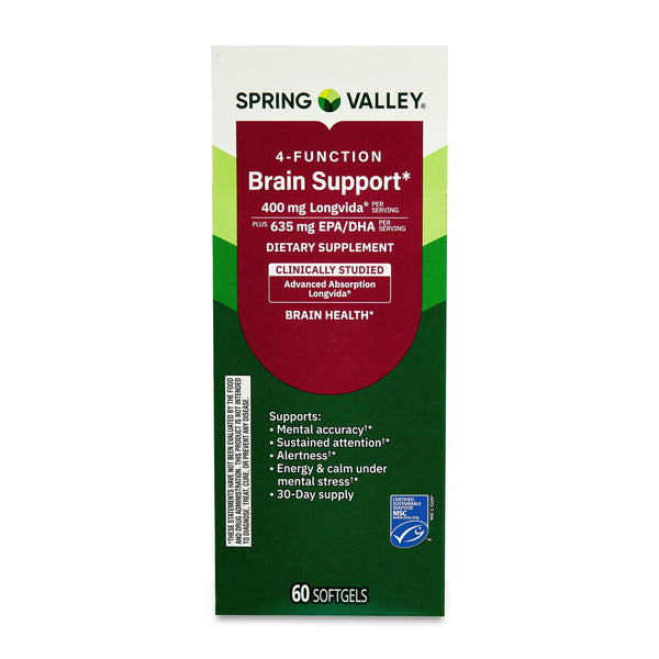 Spring Valley 4-Function Brain Support Dietary Supplement, 60 Count