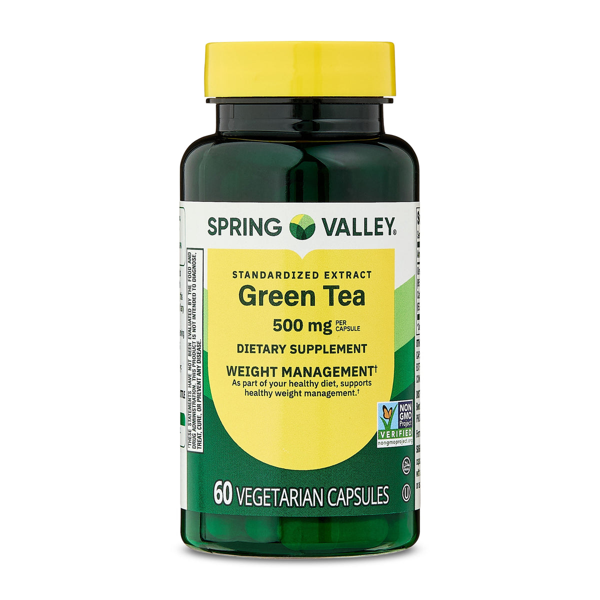 Spring Valley Standardized Extract Green Tea Dietary Supplement Vegetarian Capsules for Weight Management, 500 mg, 60 Count