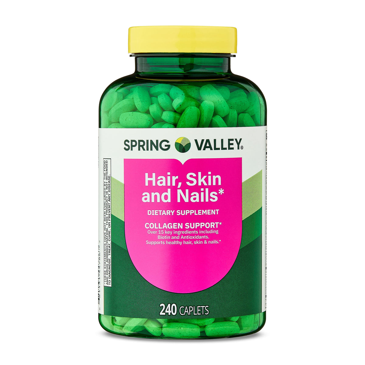Spring Valley Hair, Skin & Nails Caplets Dietary Supplement, 240 Count