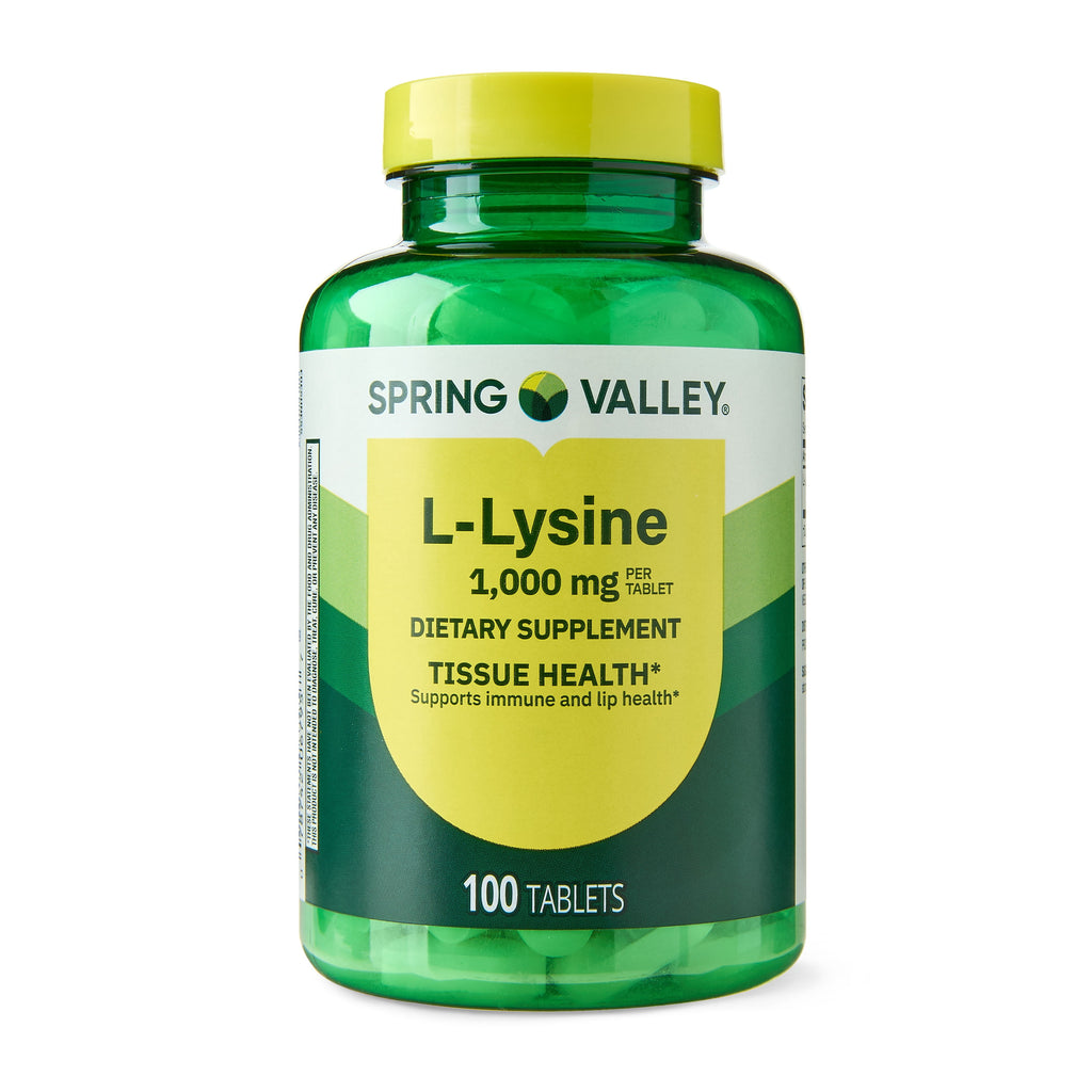 Spring Valley L-Lysine Amino Acid Supplements, 1000 mg, 100 Count