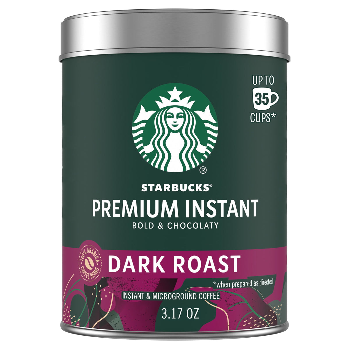 Starbucks Premium Instant Coffee, Dark Roast Coffee, Arabica Beans, 3.17 oz