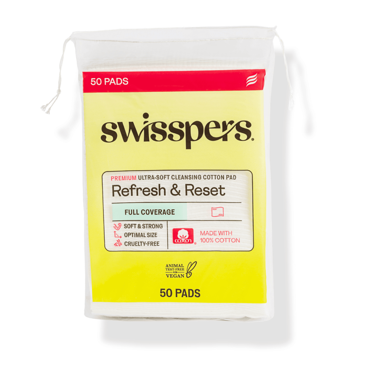 Swisspers Premium Ultra-Soft Cleansing 100% Pure Natural Cotton Pads, Larger & Thicker Rectangular Design, Strong, Absorbent, Versatile, Vegan
